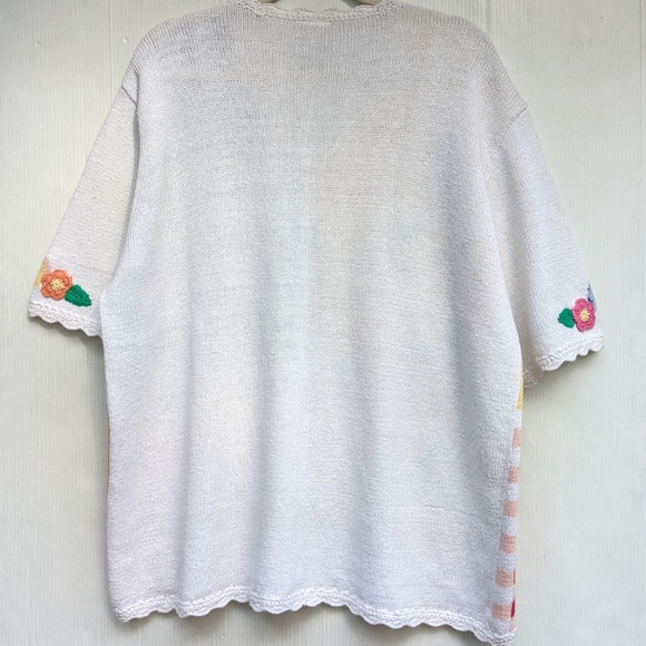 VINTAGE crochet floral grandma knit cardigan - Picture 4 of 9